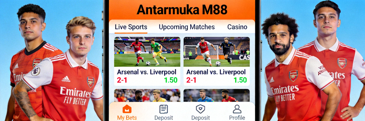 Antarmuka M88 mobile yang modern dan responsif untuk taruhan olahraga