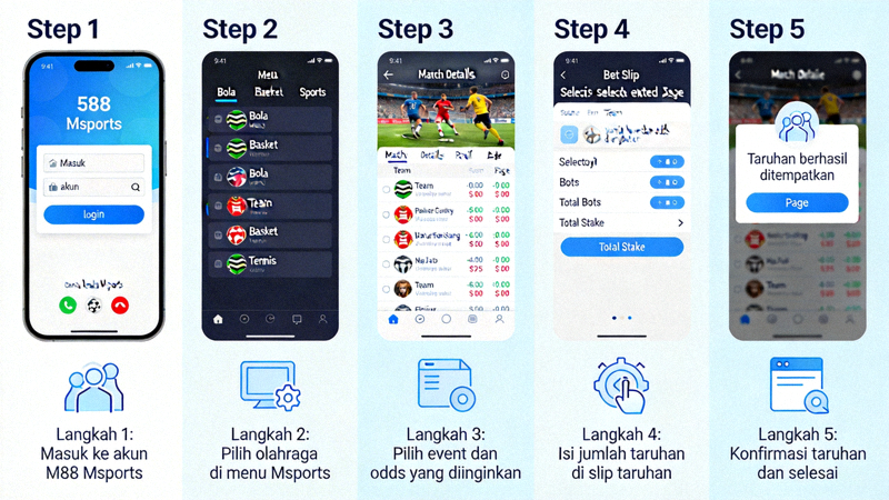 Panduan visual langkah demi langkah untuk memasang taruhan di platform M88 Msports